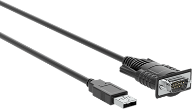 Image of Product. Front orientation. USB Adapter Cord, A Plug x DB9 Plug, 5 Feet Long.