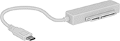 Image of Product. Front orientation. USB Cords. USB Adapter Cords, USB-C Plug × Standard SATA Socket.