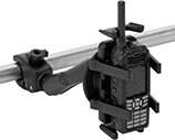 Image of ProductInUse. Shown Installed. Front orientation. Radio Mounts. Clamp-On Pipe Mount.