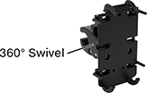 Image of Product. Front orientation. Contains Annotated. Phone Mounts. Clamp-On Pipe Mount.