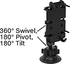 Image of Product. Front orientation. Contains Annotated. Phone Mounts. Suction Mount.