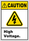 Image of Product. Front orientation. Labels. Illustrated Electrical Hazard Labels , Caution—High Voltage.