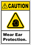 Image of Product. Front orientation. Labels. Illustrated Personal Protective Equipment Labels , Hearing Protection Required Symbol, Caution—Wear Ear Protection.