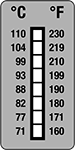 Image of Product. Front orientation. Labels. One-Time-Use Multiple-Point Temperature-Indicating Labels , Vertical Orientation, 8 Temperature Points.
