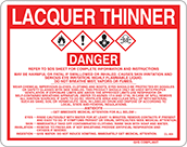 Image of Product. Front orientation. Signs. Hazardous Material Instruction Signs, Danger—Lacquer Thinner (English).