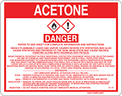 Image of Product. Front orientation. Signs. Hazardous Material Instruction Signs, Danger—Acetone (English).