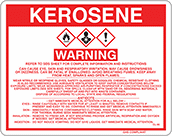Image of Product. Front orientation. Signs. Hazardous Material Instruction Signs, Warning—Kerosene (English).