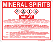Image of Product. Front orientation. Signs. Hazardous Material Instruction Signs, Danger—Mineral Spirits (English).