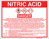 Image of Product. Front orientation. Signs. Hazardous Material Instruction Signs, Danger—Nitric Acid (English).