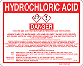 Image of Product. Front orientation. Signs. Hazardous Material Instruction Signs, Danger—Hydrochloric Acid (English).