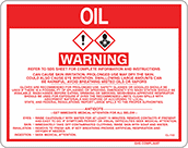 Image of Product. Front orientation. Signs. Hazardous Material Instruction Signs, Warning—Oil (English).