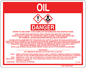 Image of Product. Front orientation. Labels. Hazardous Material Instruction Labels , Danger—Oil.