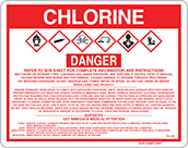 Image of Product. Front orientation. Signs. Hazardous Material Instruction Signs, Danger—Chlorine (English).
