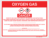 Image of Product. Front orientation. Signs. Hazardous Material Instruction Signs, Danger—Oxygen Gas (English).