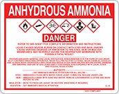 Image of Product. Front orientation. Signs. Hazardous Material Instruction Signs, Danger—Anhydrous Ammonia (English).