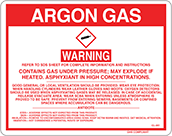 Image of Product. Front orientation. Signs. Hazardous Material Instruction Signs, Warning—Argon Gas (English).