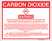 Image of Product. Front orientation. Signs. Hazardous Material Instruction Signs, Warning—Carbon Dioxide (English).