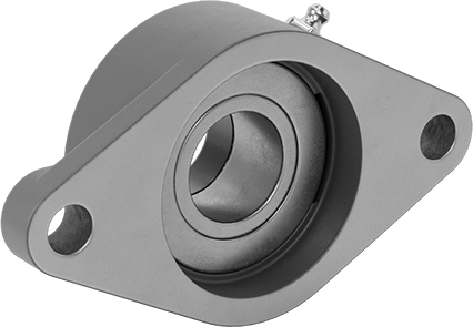 Image of Product. Back orientation. Mounted Ball Bearing with Two-Bolt Flange, Cast Iron Housing, Eccentric Lock, for 1-3/16" Shaft.