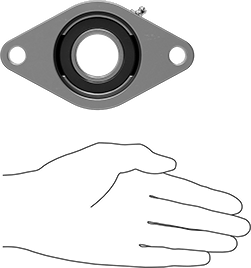 Image of Product. Side1 orientation. Contains SizingReference. Mounted Ball Bearing with Two-Bolt Flange, Cast Iron Housing, Set Screw, 1-1/4" Shaft, 17/32" Thick.
