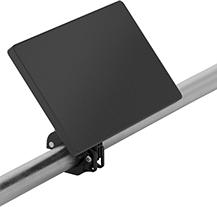 Image of ProductInUse. Pipe Mount Shown Installed. Front orientation. Positioning Arms. Pipe- and Bar-Mount Monitor Positioning Arms , Clamp-On Pipe Mount with Plate Attaching End.