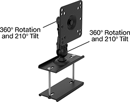 Image of Product. Front orientation. Positioning Arms. Pipe- and Bar-Mount Monitor Positioning Arms , Clamp-On Rectangular-Bar Mount with Plate Attaching End.