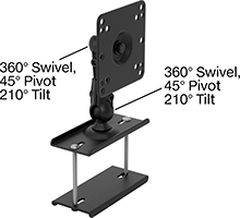Image of Product. Style F. Front orientation. Contains Annotated. Monitor Mounts. Pipe and Bar Monitor Mounts, Extendable, Clamp-On Base, Style F.