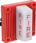 Image of Product. Front orientation. Fire Alarms. Fire Alarm Horns with Strobe Light, Indoor, Outdoor, Wall Mount.