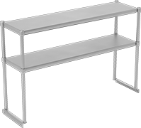 Image of Product. Front orientation. Workbench Shelves. Stainless Steel Upper Workbench Shelves, 2 Shelves.