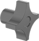 Image of Product. Style 23. Front orientation. Four-Arm Grip. Threaded-Hole Knobs, Style 23.