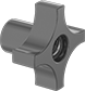 Image of Product. Style 6. Front orientation. Four-Arm Grip. Threaded Through-Hole Knobs, Style 6.