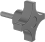 Image of Product. Style 15. Front orientation. Four-Arm Grip. Threaded-Stud Knobs, Style 15.