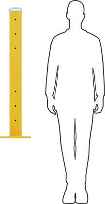 Image of Product. Side1 orientation. Contains SizingReference. Corner Post for Double Three-Rib Guardrail.