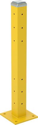 Image of Product. Front orientation. Corner Post for Double Three-Rib Guardrail.