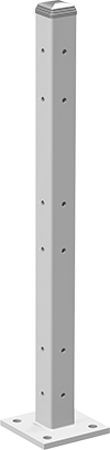Image of Product. Front orientation. Inline Post for Triple Two-Rib Guardrail.