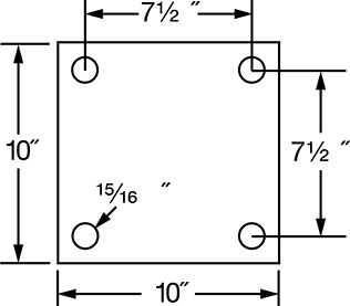 Image of Specification. Bottom orientation. ZoomedIn view. Contains Annotated. Corner Post for Double Three-Rib Guardrail.