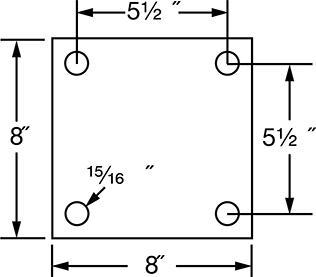 Image of Specification. Bottom orientation. ZoomedIn view. Contains Annotated. Inline Post for Triple Two-Rib Guardrail.