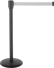 Image of Product. Front orientation. Retractable Belt Barriers. Freestanding Retractable Belt Barriers, Solid Belts.