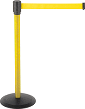 Image of Product. Front orientation. Retractable Belt Barriers. High-Visibility Freestanding Retractable Belt Barriers, Solid Belts.