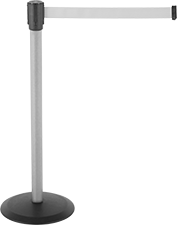 Image of Product. Front orientation. Retractable Belt Barriers. High-Visibility Freestanding Retractable Belt Barriers, Solid Belts.