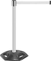 Image of Product. Front orientation. Retractable Belt Barriers. Outdoor Freestanding Retractable Belt Barriers, Solid Belts.