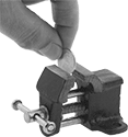 Image of ProductInUse. Front orientation. Vises. Miniature Bench Vises, With Flat Jaws, Fixed Base.