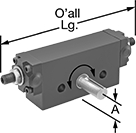 Image of Product. 1/2" and 3/4" Bore Sizes. Front orientation. Contains Annotated. Air Actuators. High-Torque Rotary Air Actuators.