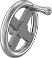 Image of Product. Front orientation. Hand Wheels. Machinable-Hub-Mount Spoked Hand Wheels, Flat Hand Wheels with Fixed Handle, 4 Spokes.
