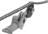 Image of ProductInUse. Front orientation. Chain and Belt Tensioners. Spring-Loaded Adjustable-Arm Roller Chain and Belt Tensioners, Horizontal Mount.