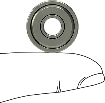 Image of Product. Side1 orientation. Contains SizingReference. Steel Ball Bearing, Shielded, Trade No. R4A-2Z, for 1/4" Shaft Diameter.
