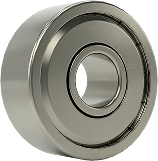 Image of Product. Front orientation. Steel Ball Bearing, Shielded, Trade No. R4A-2Z, for 1/4" Shaft Diameter.