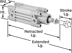 Image of Product. Front orientation. Contains Annotated. Air Cylinders. Enclosed-Body ISO Air Cylinders.