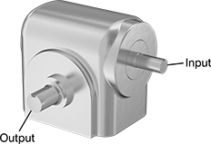 Image of Product. Reducer with Left-Side Output. Front orientation. Contains Annotated. Left Side. Sanitary Right-Angle Speed Reducers.