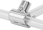 Image of ProductInUse. Front orientation. Slip-On Framing and Fittings. Stainless Steel Slip-On Framing and Fittings, Through-Hole Connectors, Easy Install Hinged Tee.