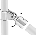 Image of ProductInUse. Front orientation. Exploded view. Contains Annotated. Slip-On Framing and Fittings. Stainless Steel Slip-On Framing and Fittings, Through-Hole Connectors, Adjustable Angle Wye.